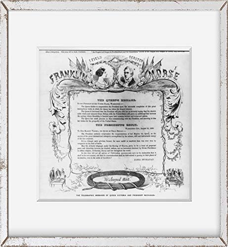 תמונות אינסופיות צילום: הודעות טלגרפיות | המלכה ויקטוריה | הנשיא בוכנן | 1858 | אמנות קיר היסטורית